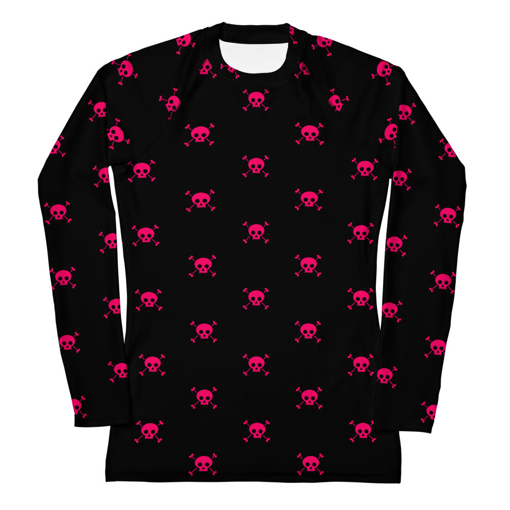PINK SKULL & BONES WOMEN'S RASH GUARD