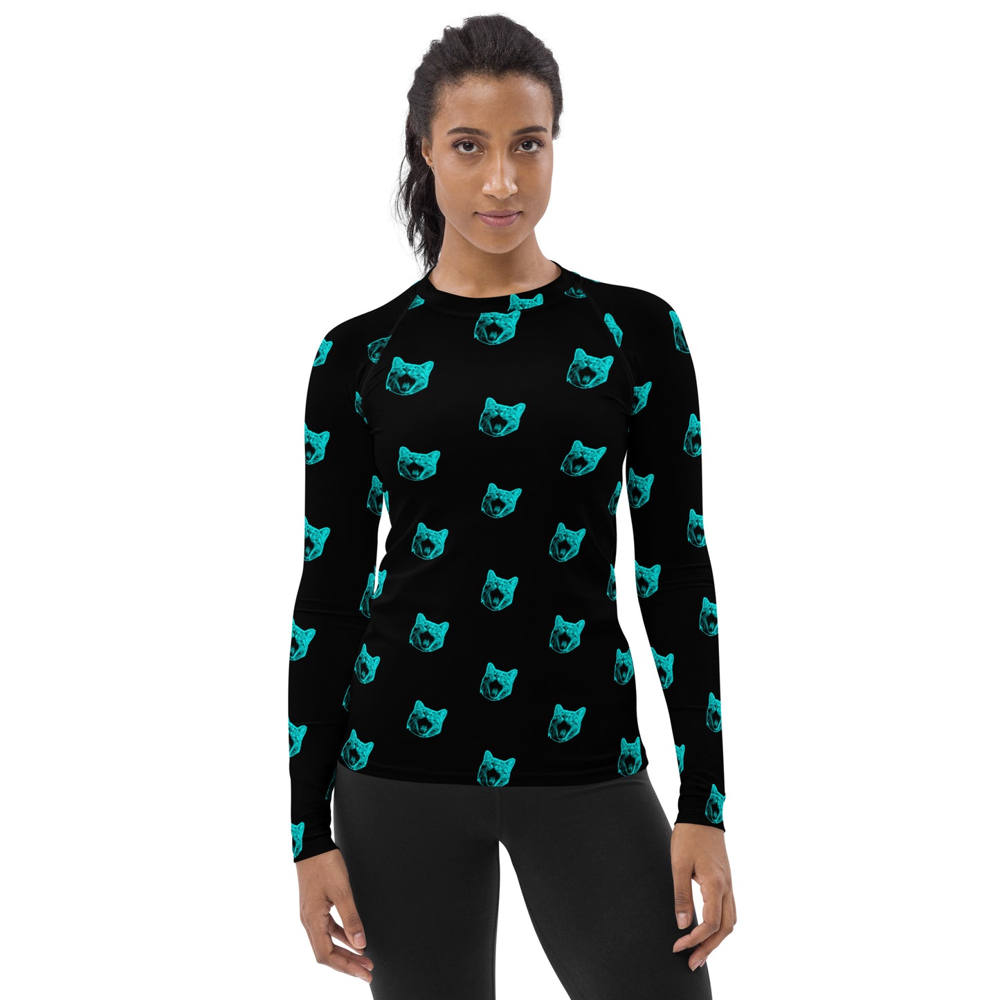 ELECTRIC BLUE CAT WOMEN'S RASH GUARD
