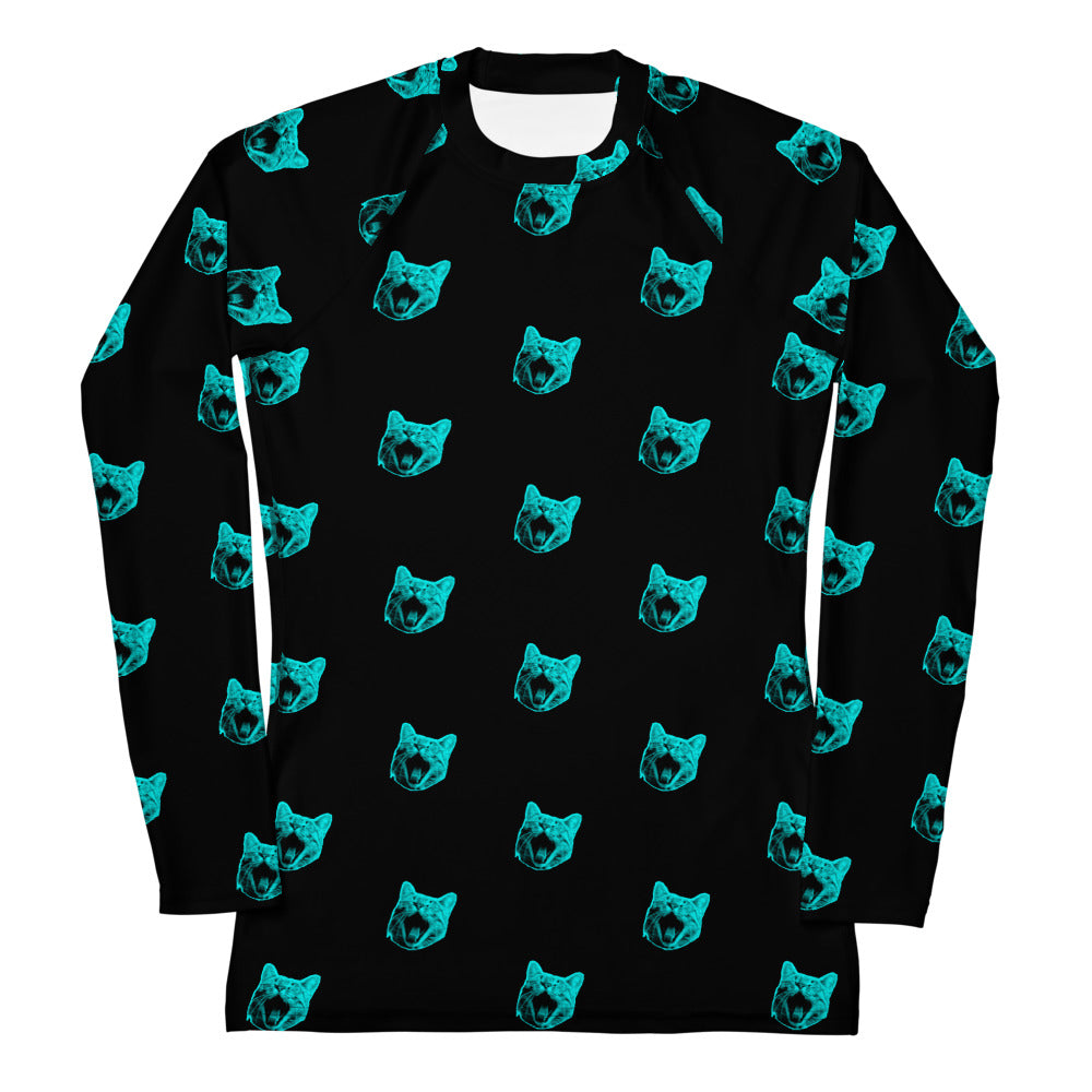 ELECTRIC BLUE CAT WOMEN'S RASH GUARD