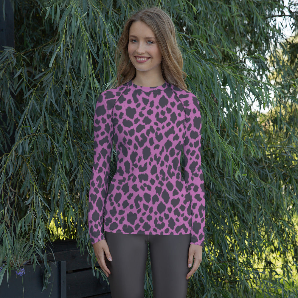 PINK LEOPARD WOMEN'S RASH GUARD