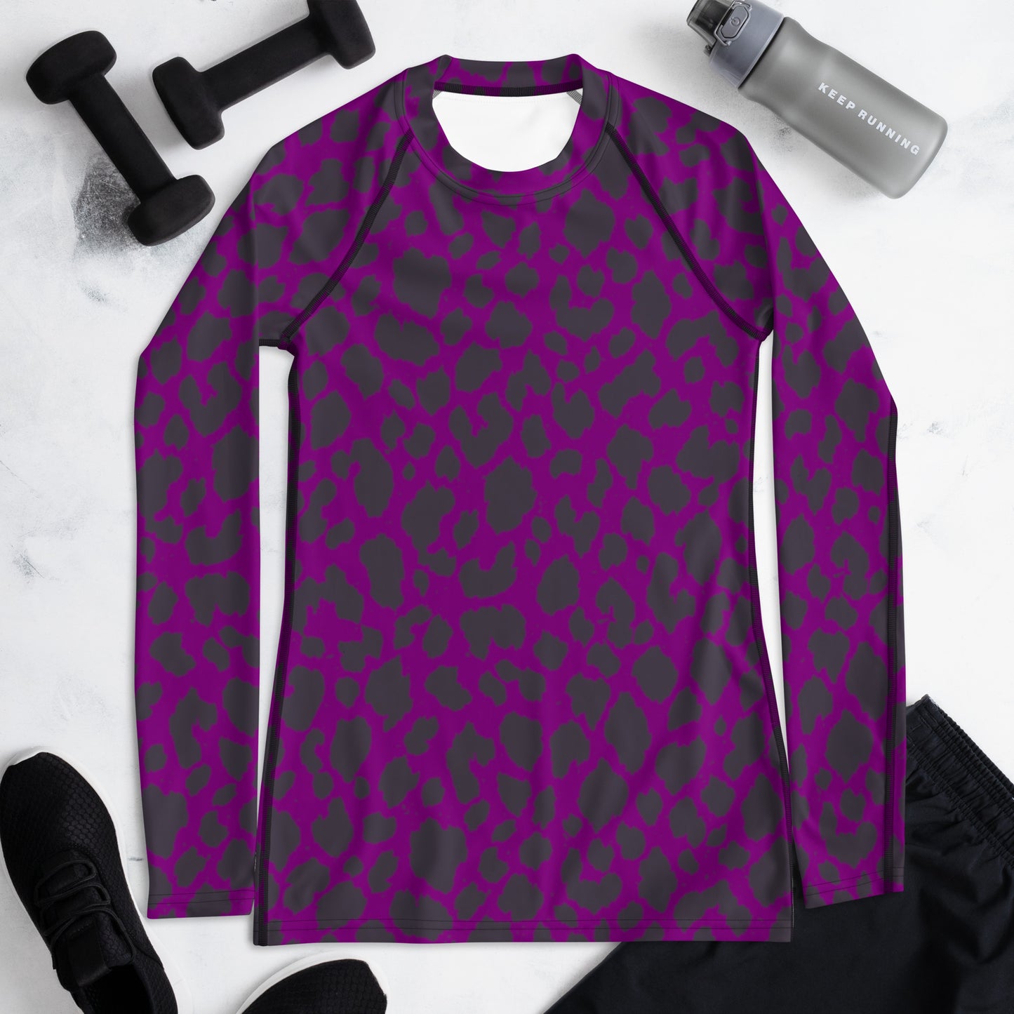 PURPLE LEOPARD WOMEN'S RASH GUARD