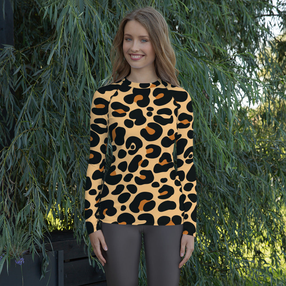LEOPARD PRINT WOMEN'S RASH GUARD