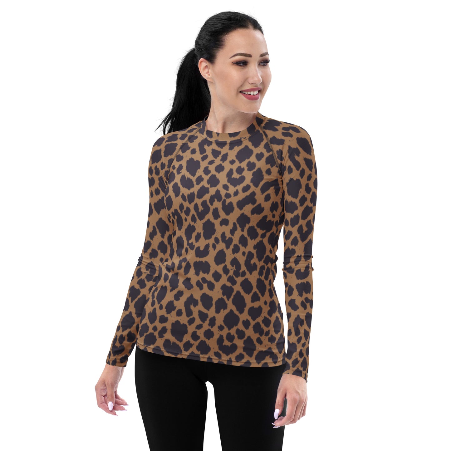 LEOPARD PRINT (B) WOMEN'S RASH GUARD