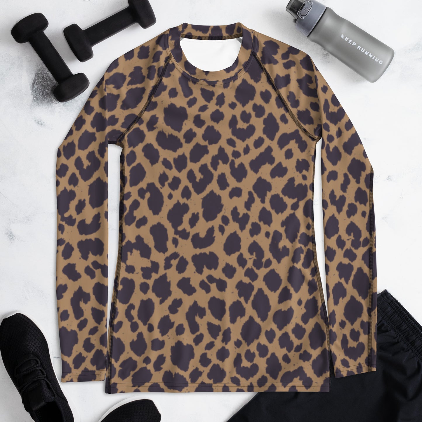 LEOPARD PRINT (B) WOMEN'S RASH GUARD