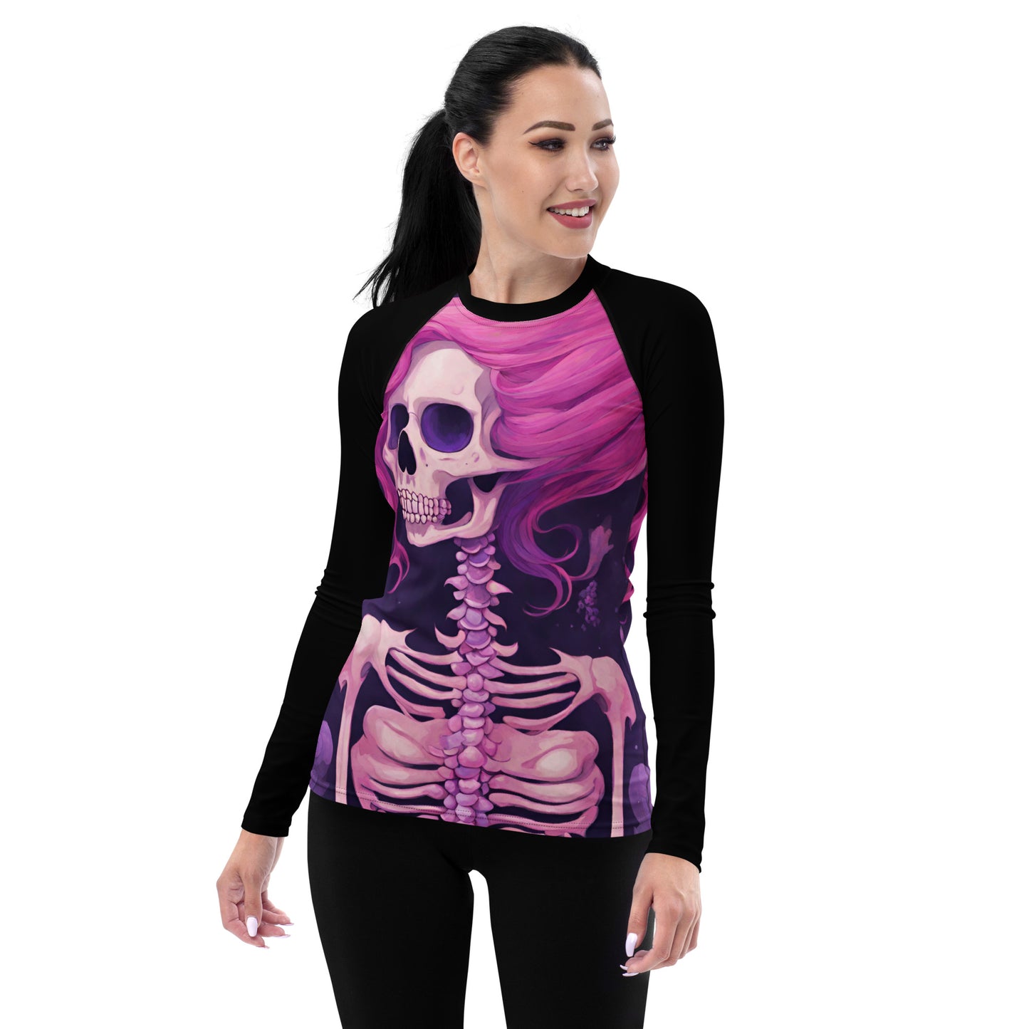 PINK SKELETON WOMEN'S RASH GUARD