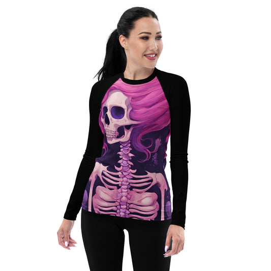 PINK SKELETON WOMEN'S RASH GUARD