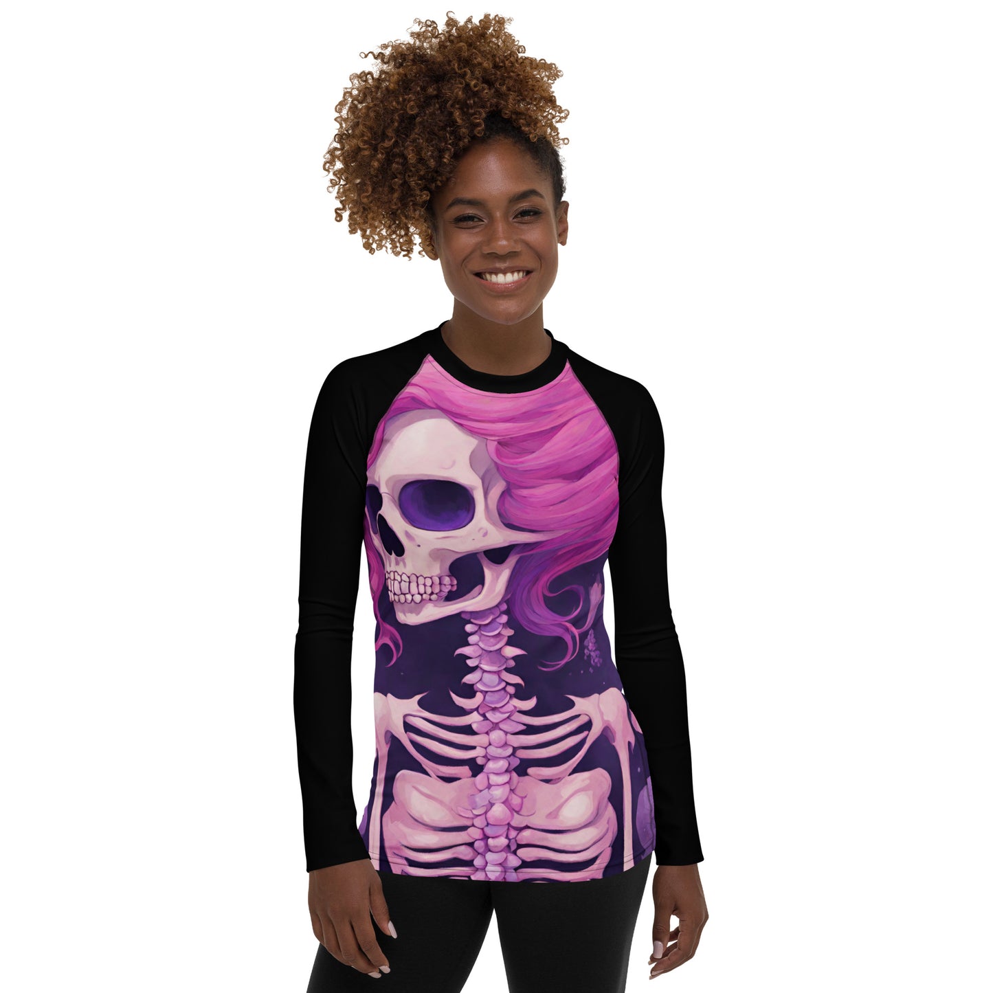PINK SKELETON WOMEN'S RASH GUARD