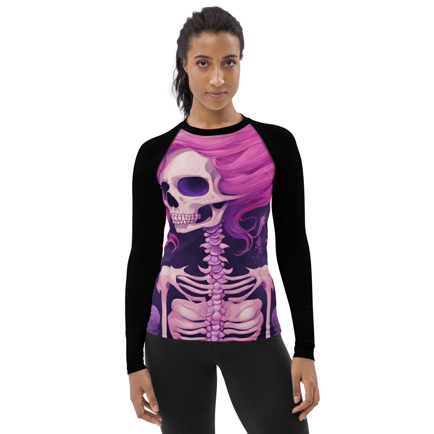 PINK SKELETON WOMEN'S RASH GUARD