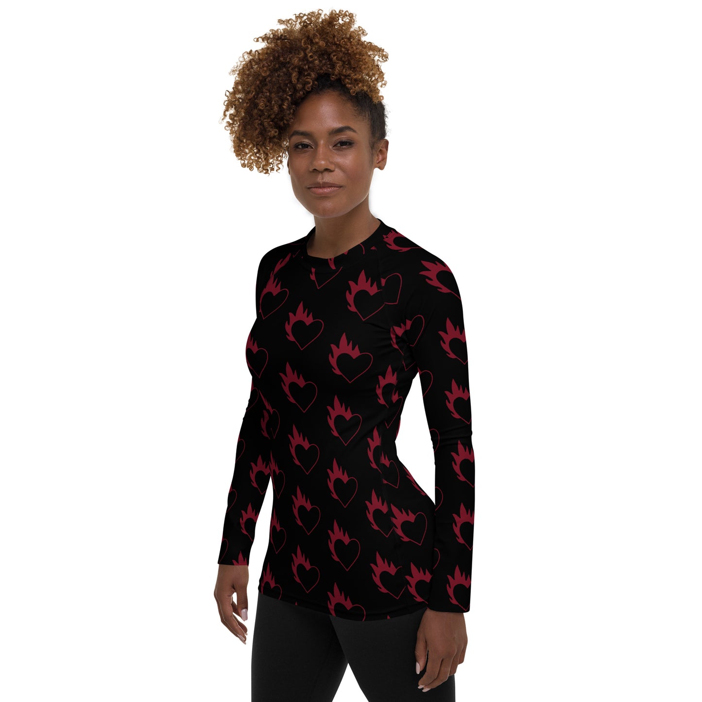 FLAMING HEART WOMEN'S RASH GUARD