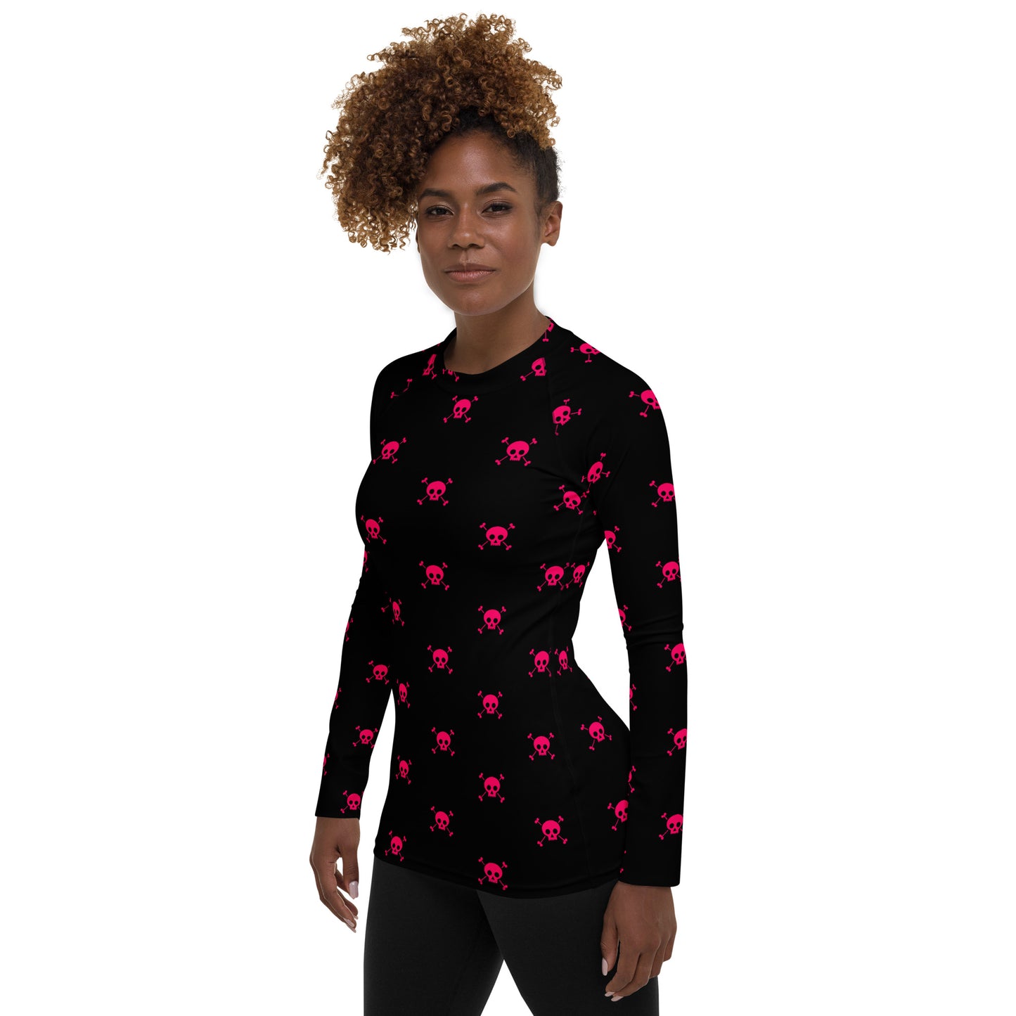 PINK SKULL & BONES WOMEN'S RASH GUARD