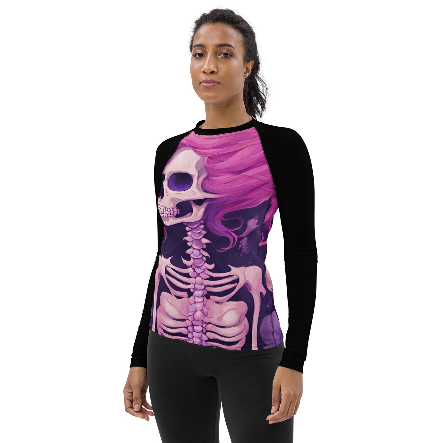PINK SKELETON WOMEN'S RASH GUARD