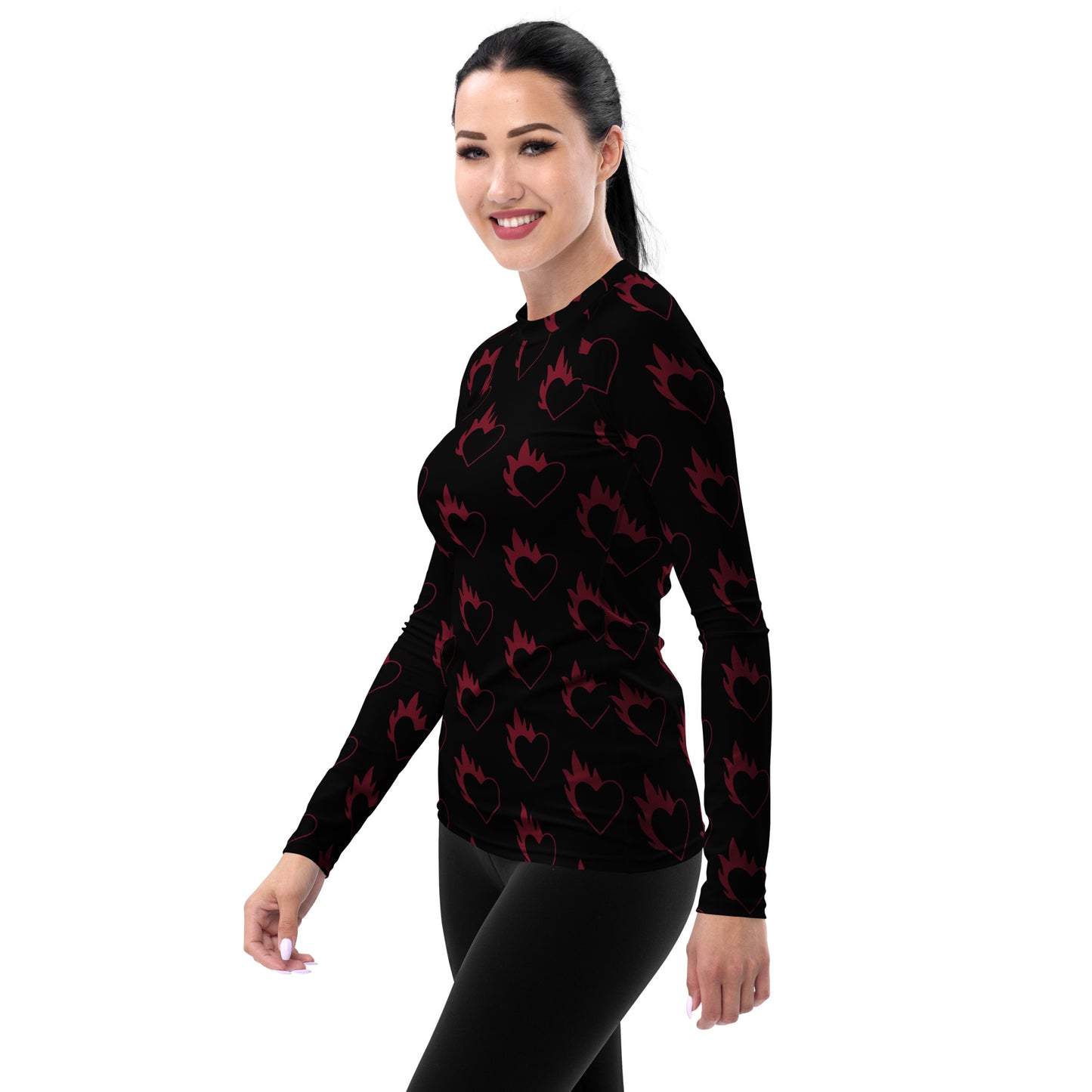 FLAMING HEART WOMEN'S RASH GUARD