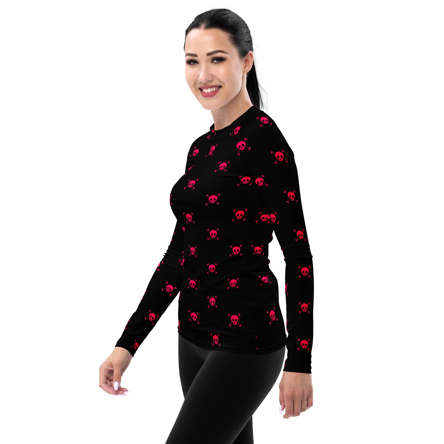 PINK SKULL & BONES WOMEN'S RASH GUARD