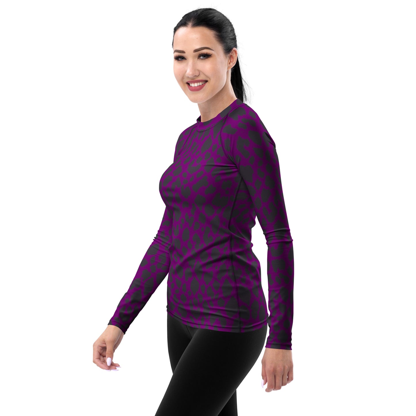PURPLE LEOPARD WOMEN'S RASH GUARD