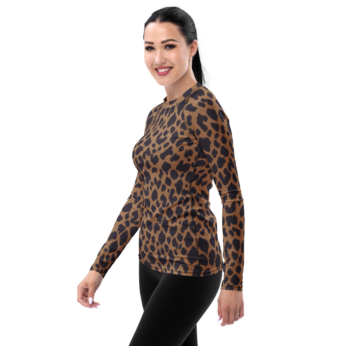 LEOPARD PRINT (B) WOMEN'S RASH GUARD