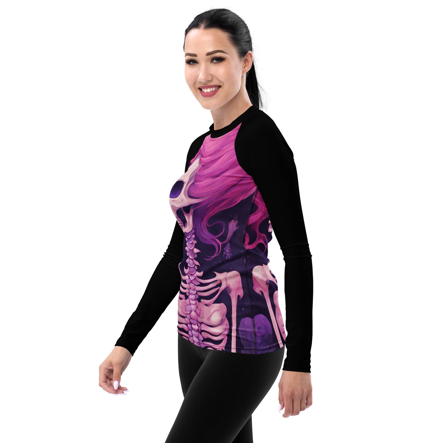 PINK SKELETON WOMEN'S RASH GUARD