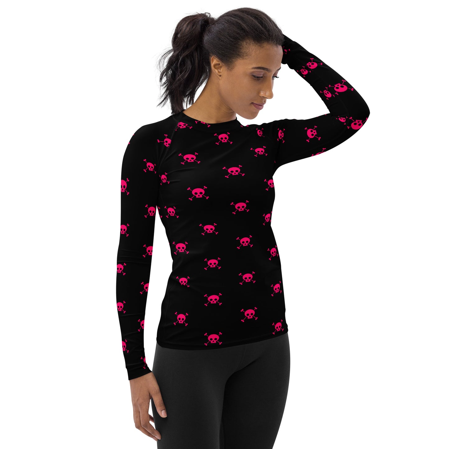 PINK SKULL & BONES WOMEN'S RASH GUARD