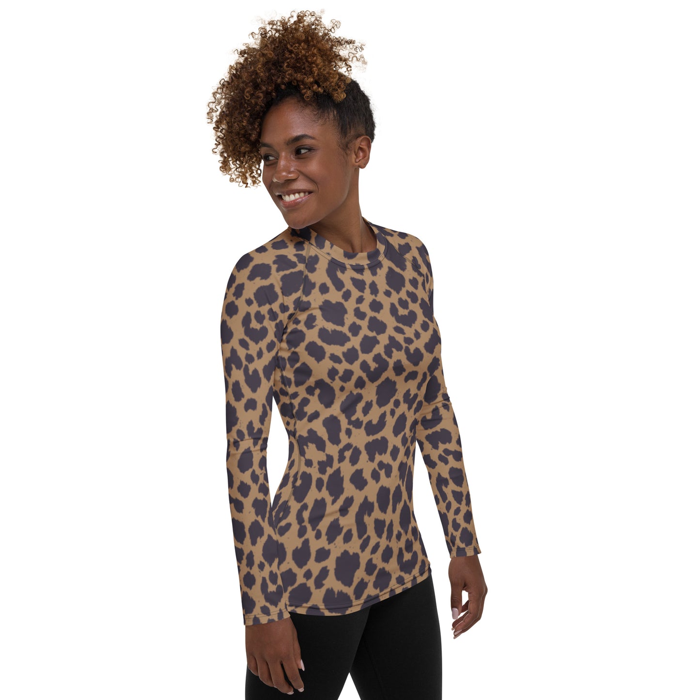 LEOPARD PRINT (B) WOMEN'S RASH GUARD