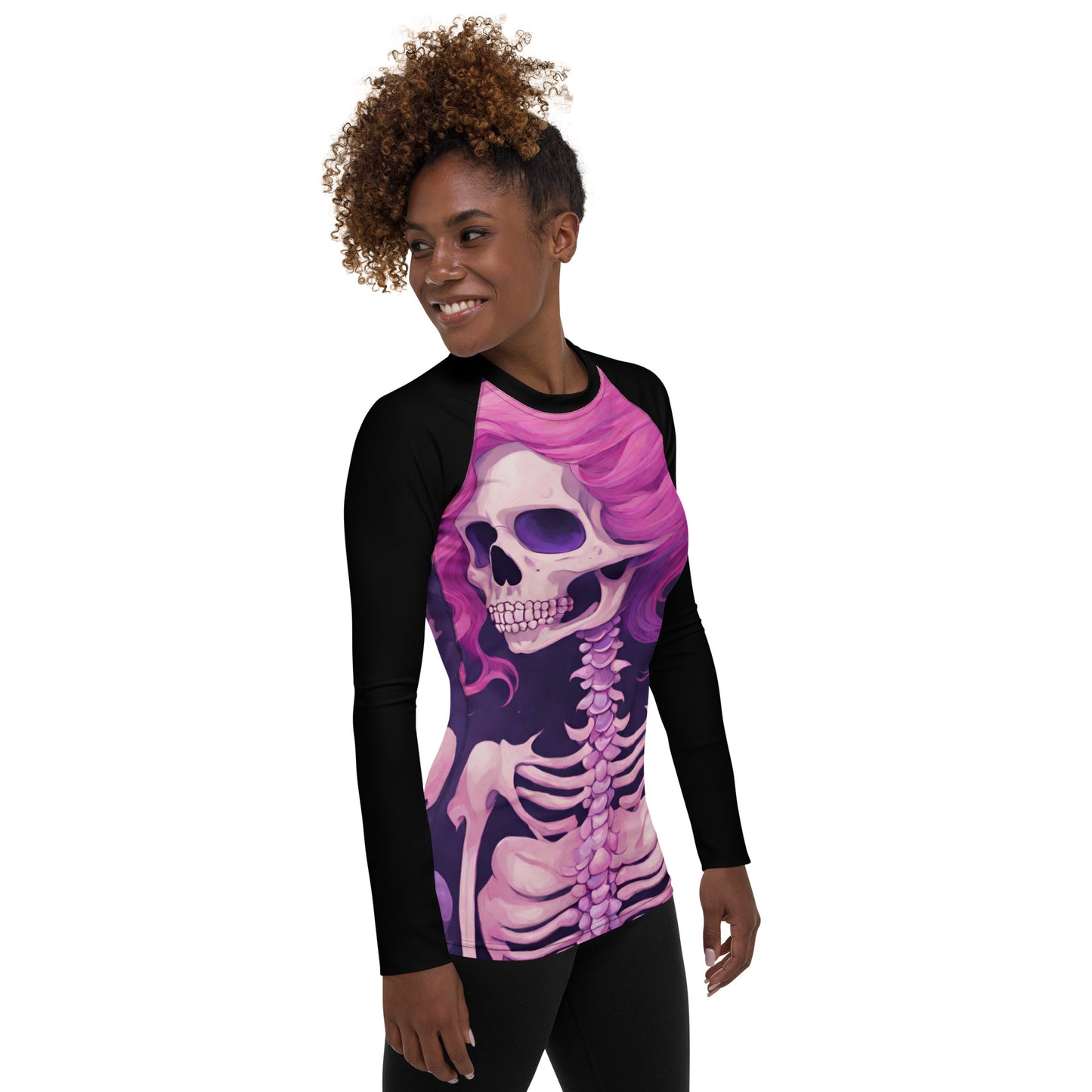 PINK SKELETON WOMEN'S RASH GUARD