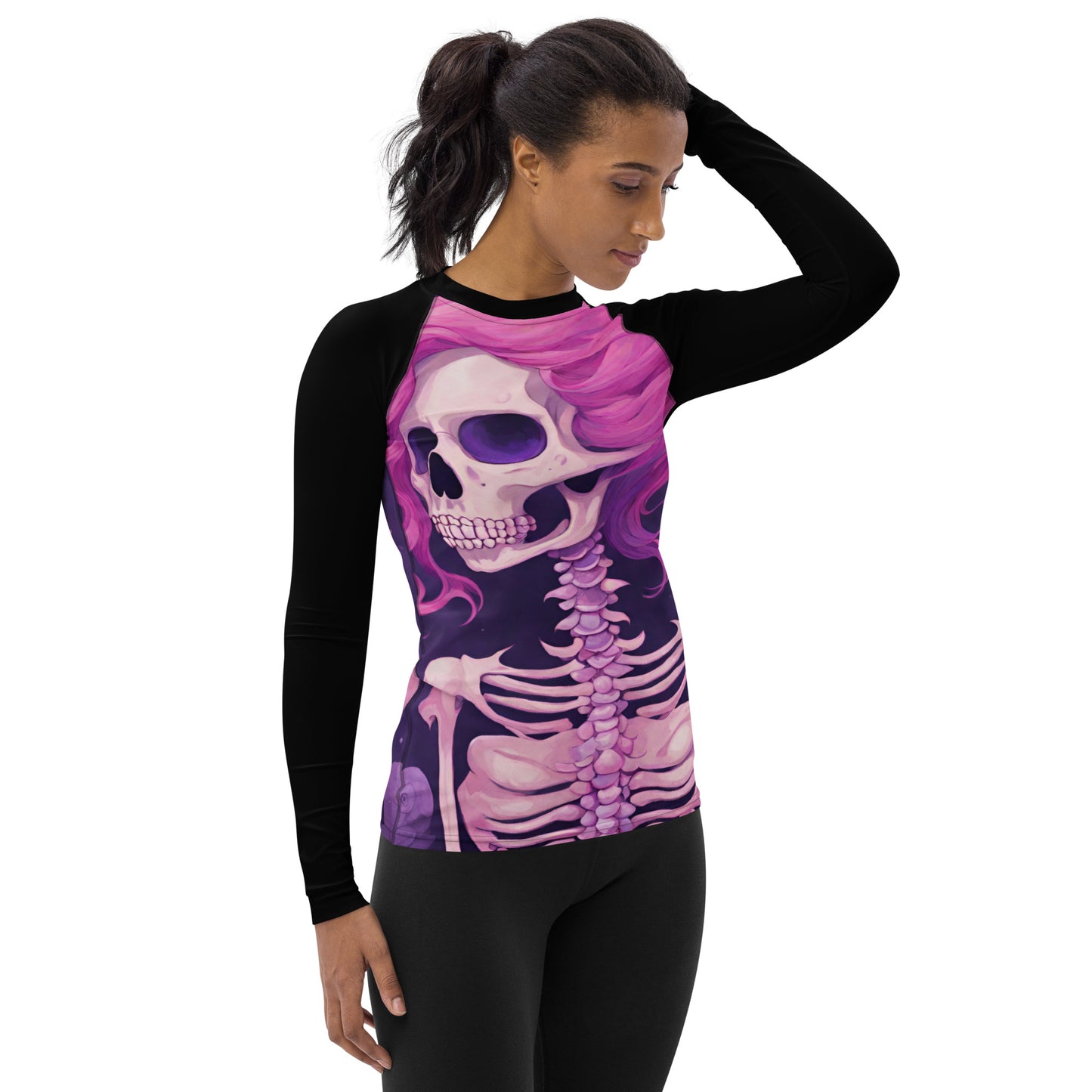 PINK SKELETON WOMEN'S RASH GUARD