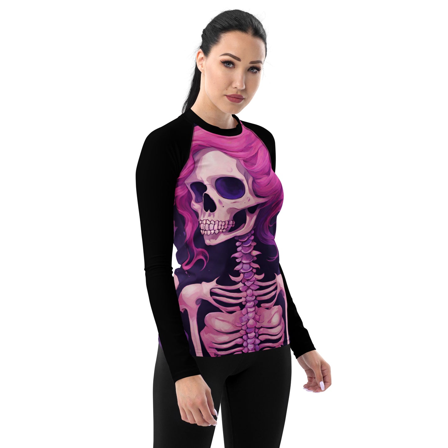 PINK SKELETON WOMEN'S RASH GUARD
