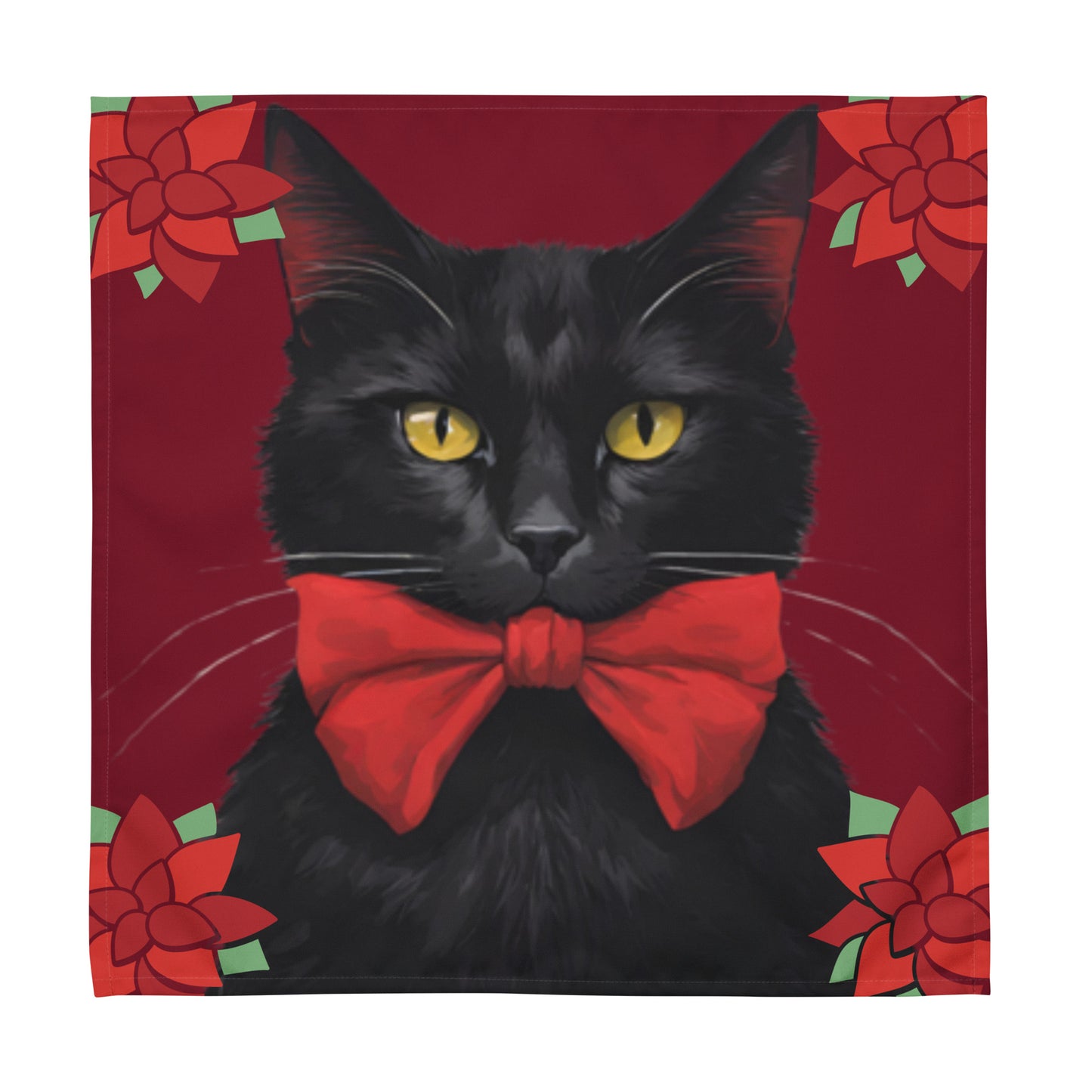 BLACK KITTY BOW CLOTH NAPKIN SET