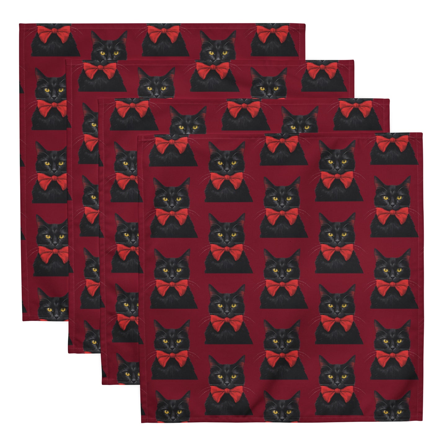 BLACK KITTY BOW B CLOTH NAPKIN SET
