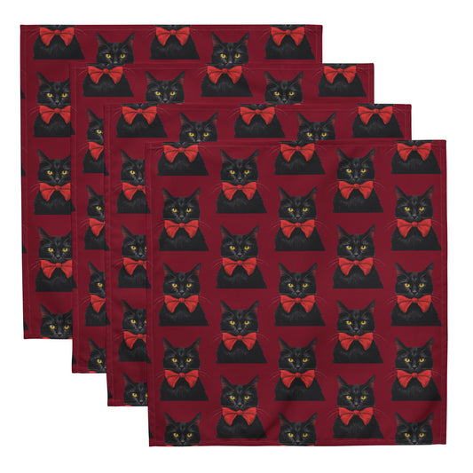 BLACK KITTY BOW B CLOTH NAPKIN SET