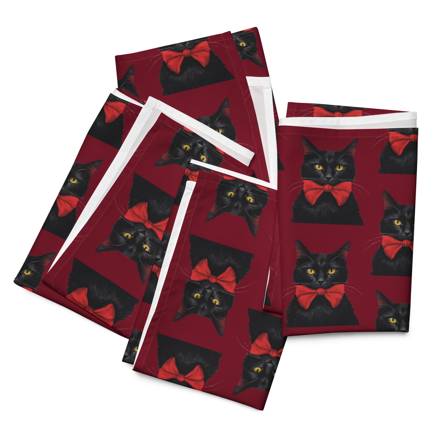 BLACK KITTY BOW B CLOTH NAPKIN SET