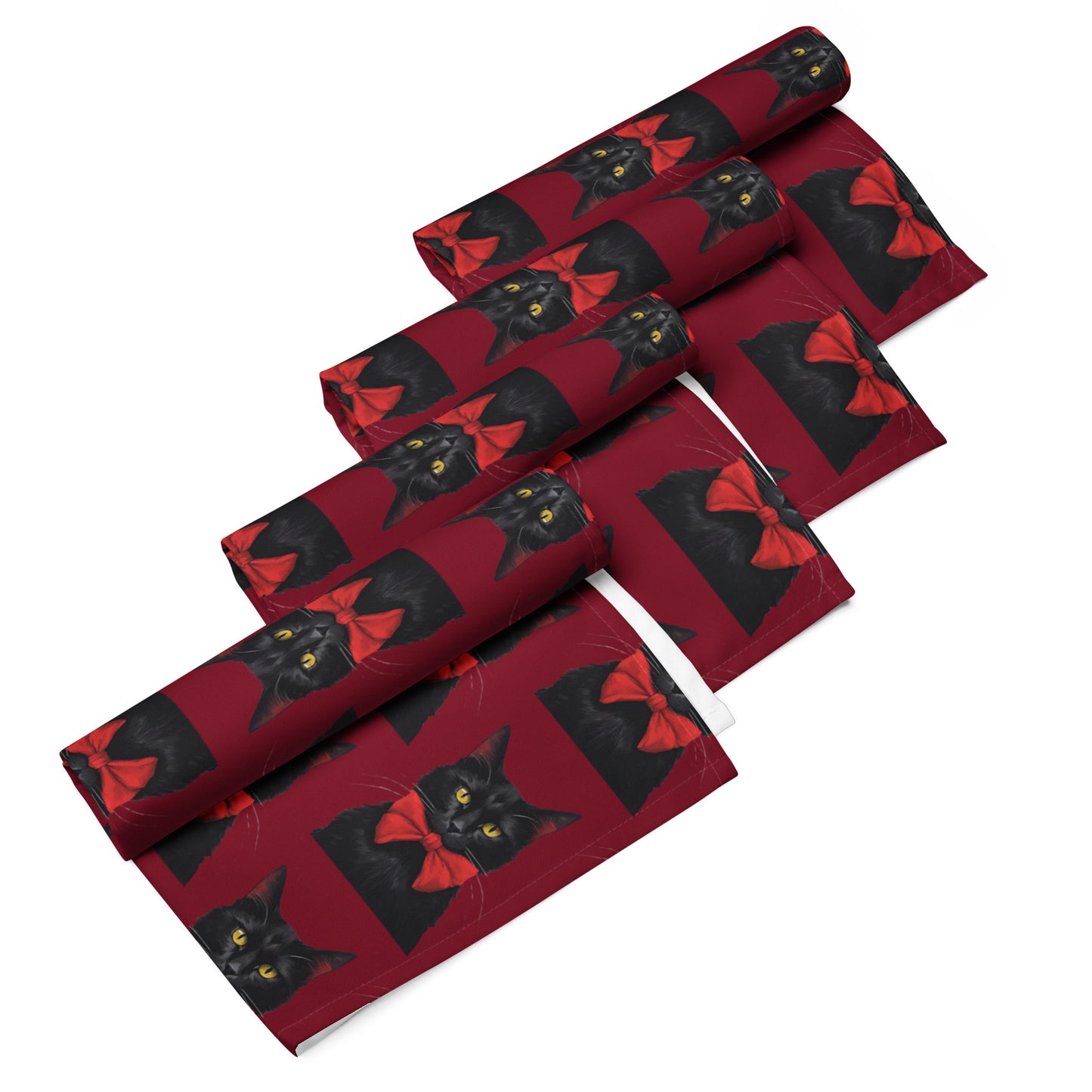 BLACK KITTY BOW B CLOTH NAPKIN SET
