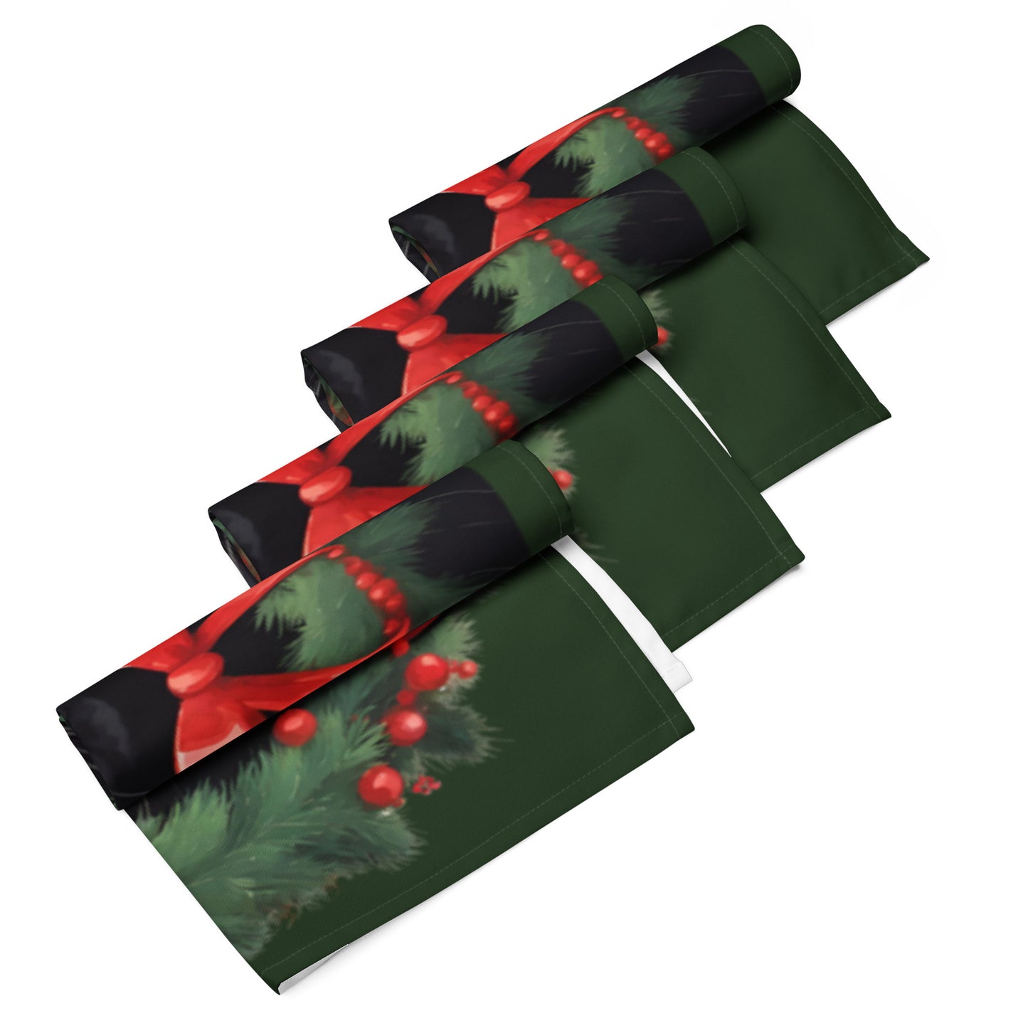BLACK KITTY WREATH CLOTH NAPKIN SET