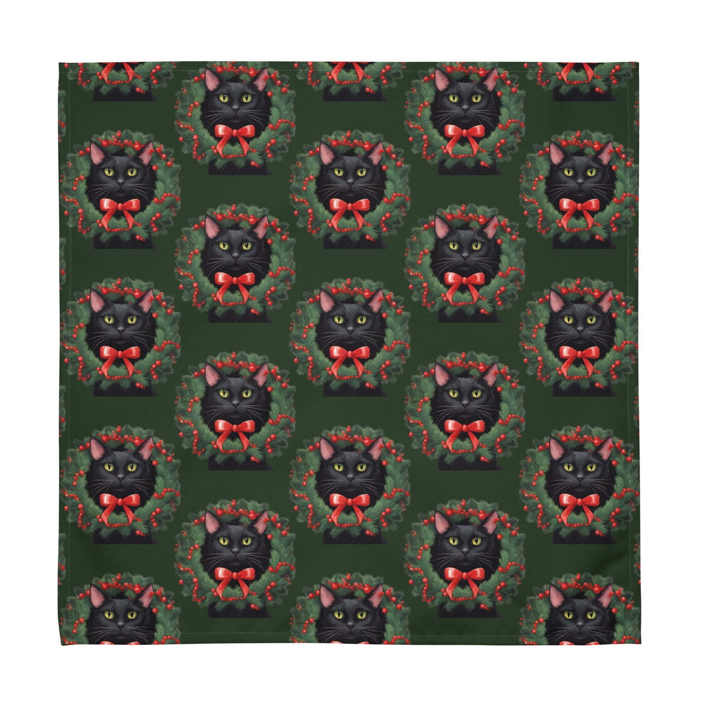 BLACK KITTY WREATH B CLOTH NAPKIN SET