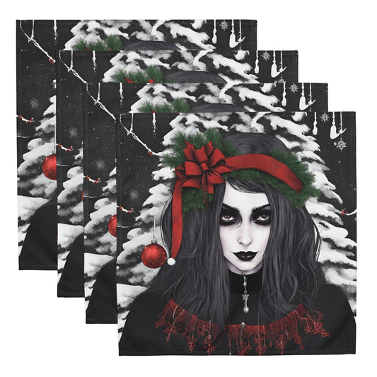 GOTH GIRL BOW CLOTH NAPKIN SET