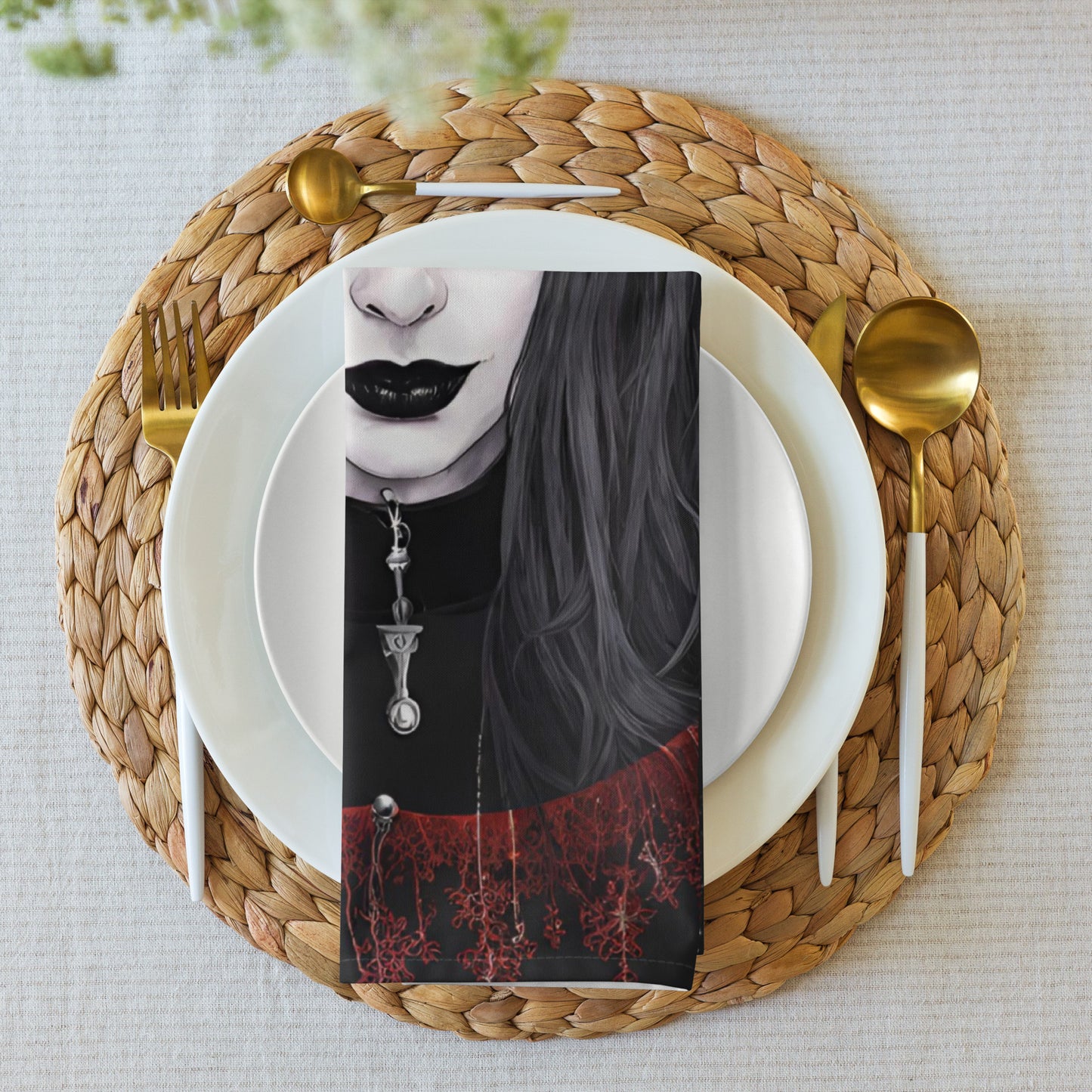 GOTH GIRL BOW CLOTH NAPKIN SET