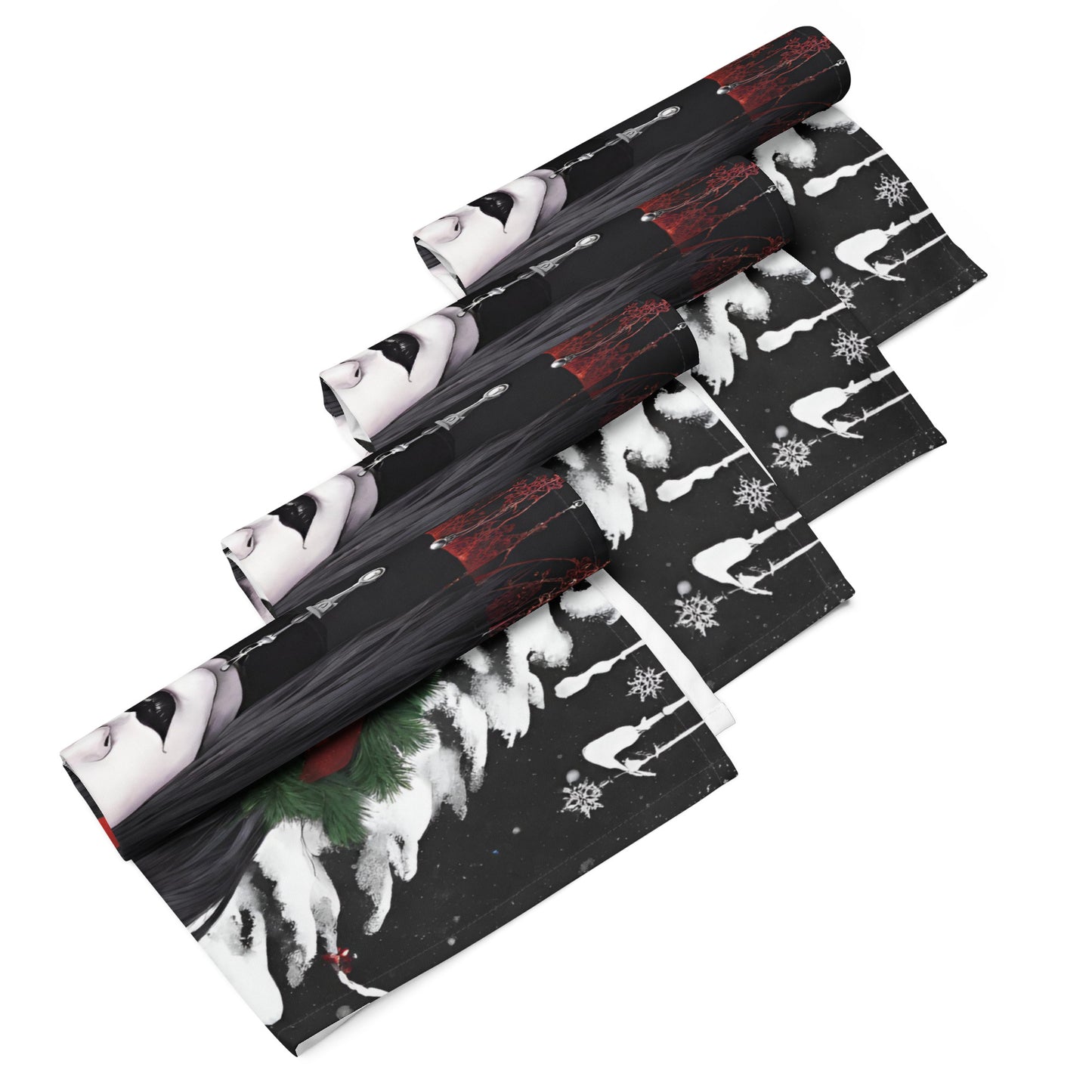 GOTH GIRL BOW CLOTH NAPKIN SET