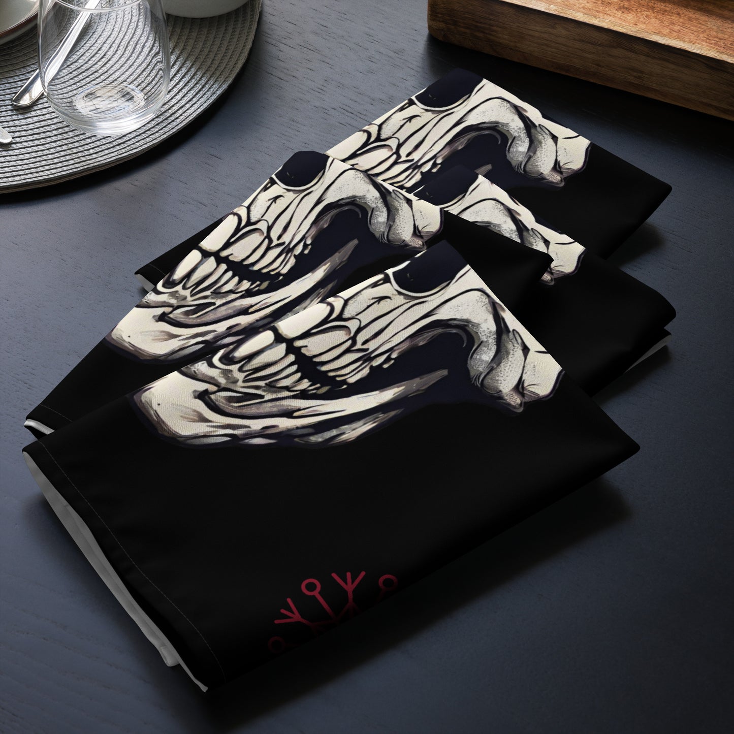SANTA SKULL CLOTH NAPKIN SET