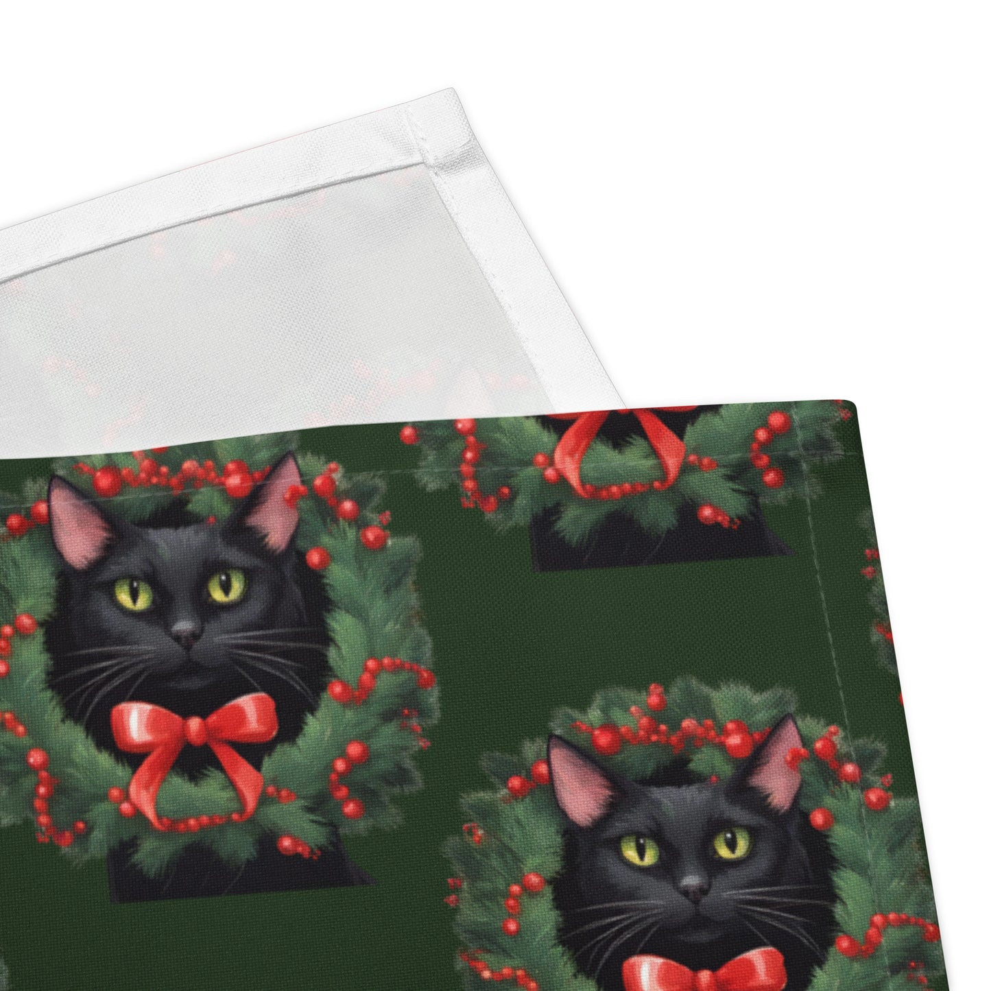 BLACK KITTY WREATH B CLOTH NAPKIN SET