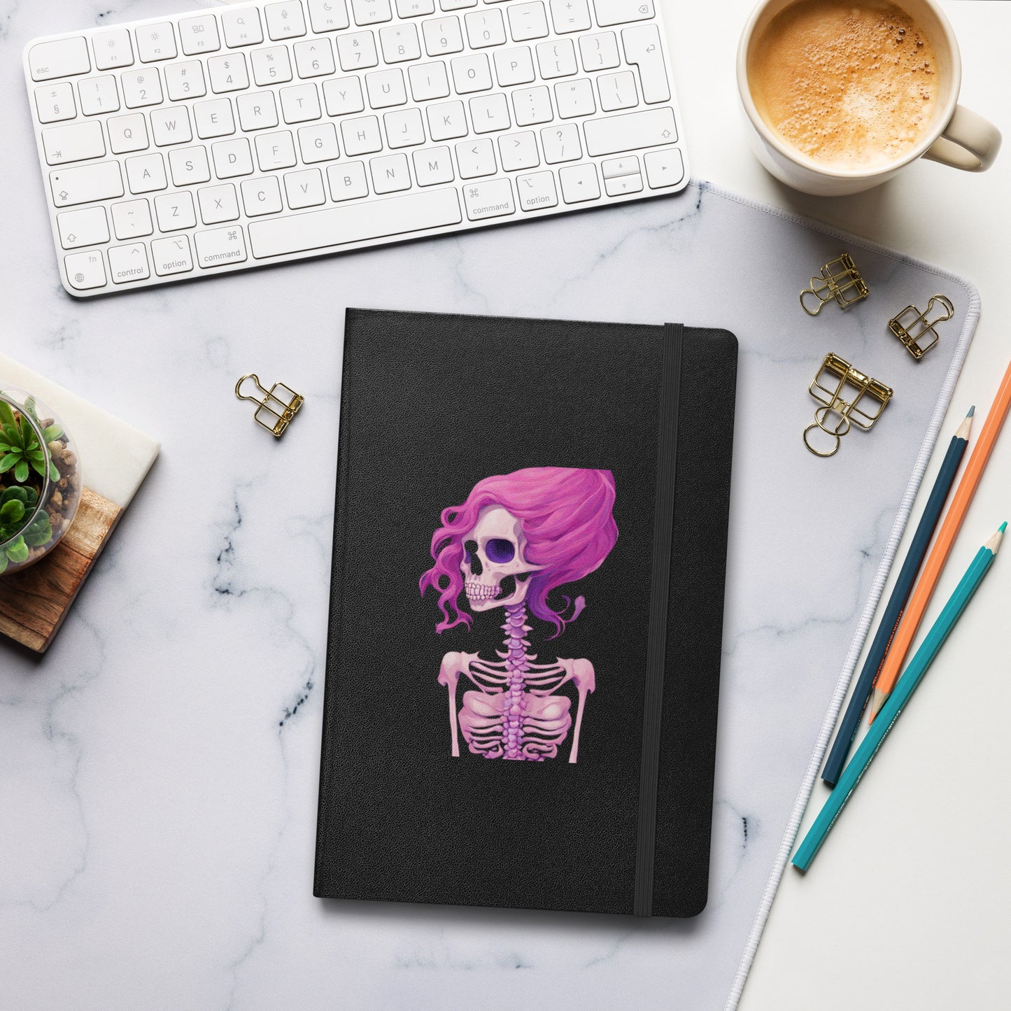PINK SKELETON HARDCOVER BOUND NOTEBOOK