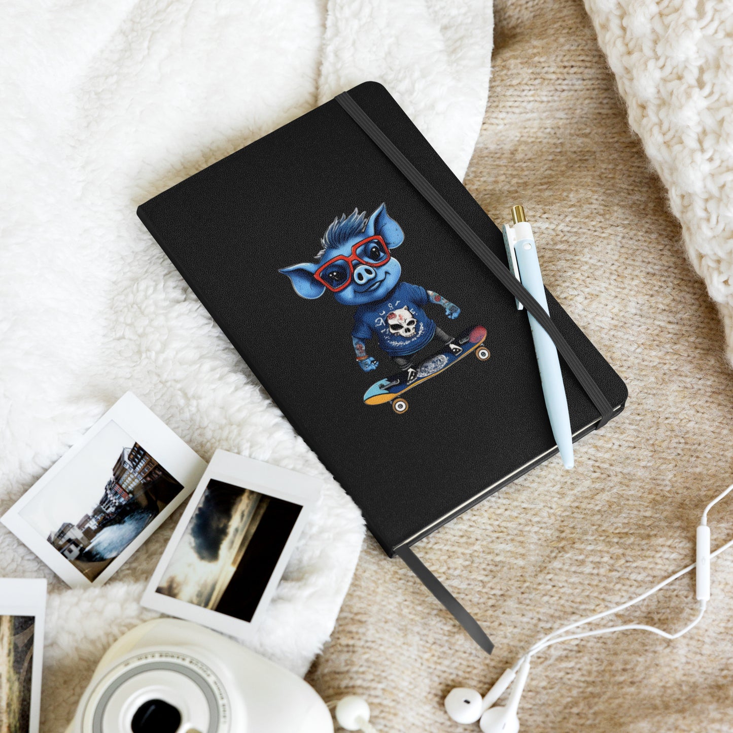 BLUE PIG HARDCOVER BOUND NOTEBOOK