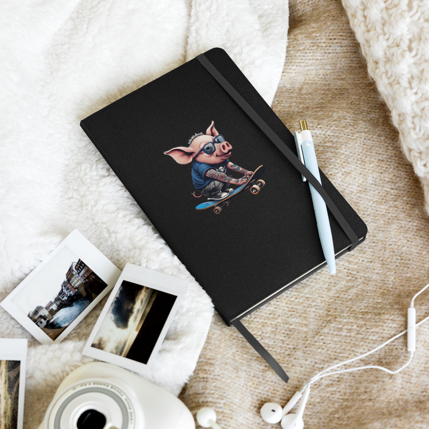 SKATER PUNK PIG HARDCOVER BOUND NOTEBOOK