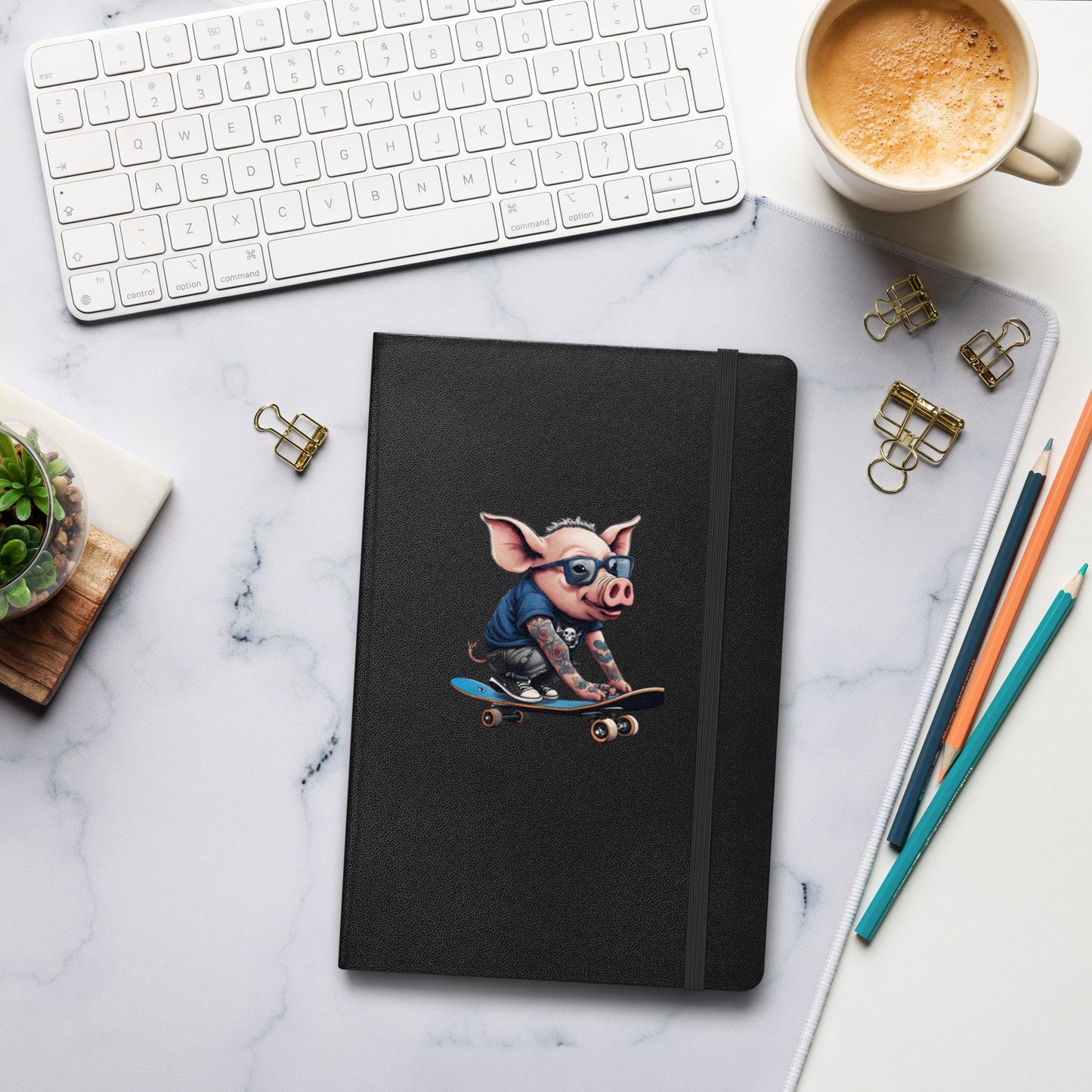 SKATER PUNK PIG HARDCOVER BOUND NOTEBOOK