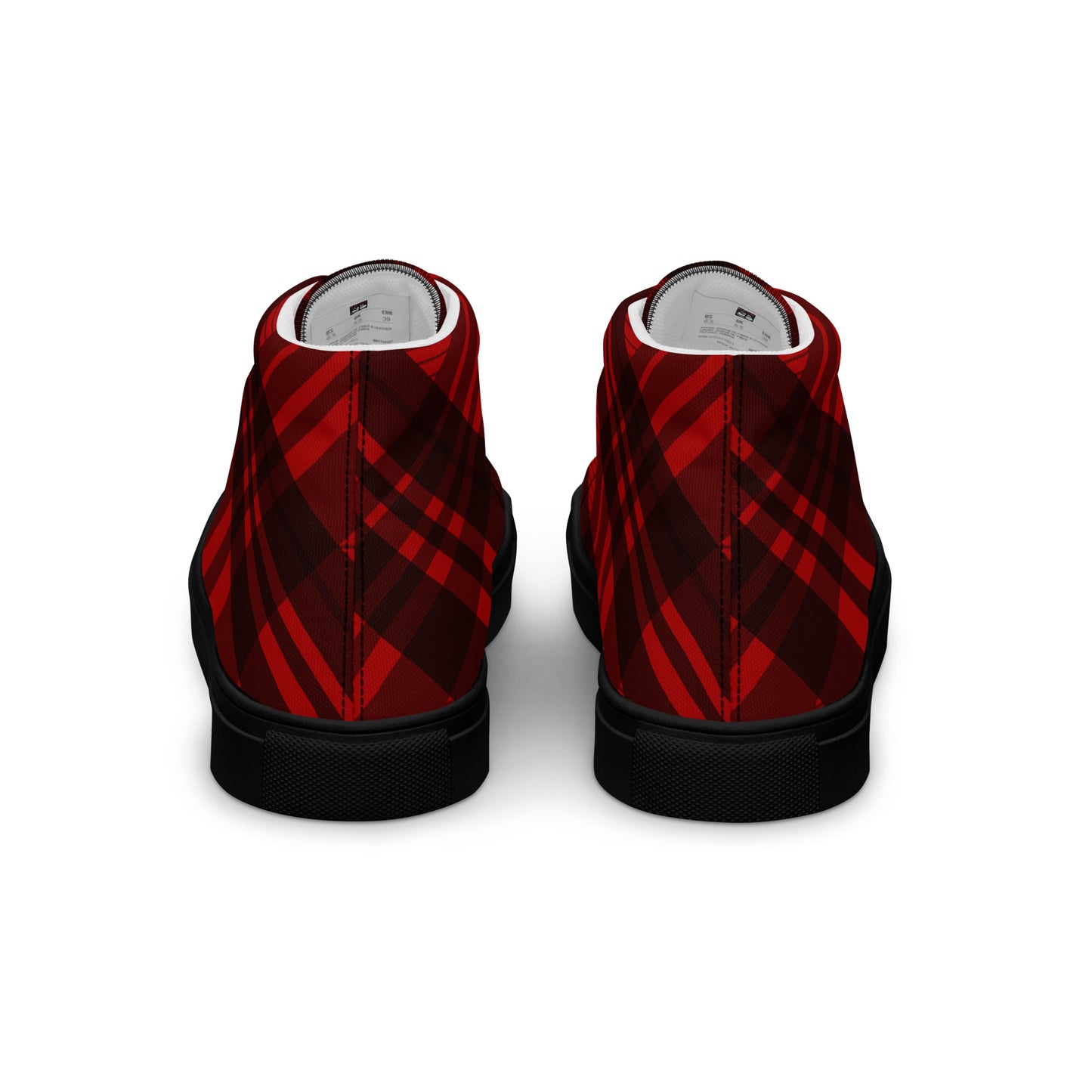 MEN'S RED PLAID HIGH TOP CANVAS SHOES