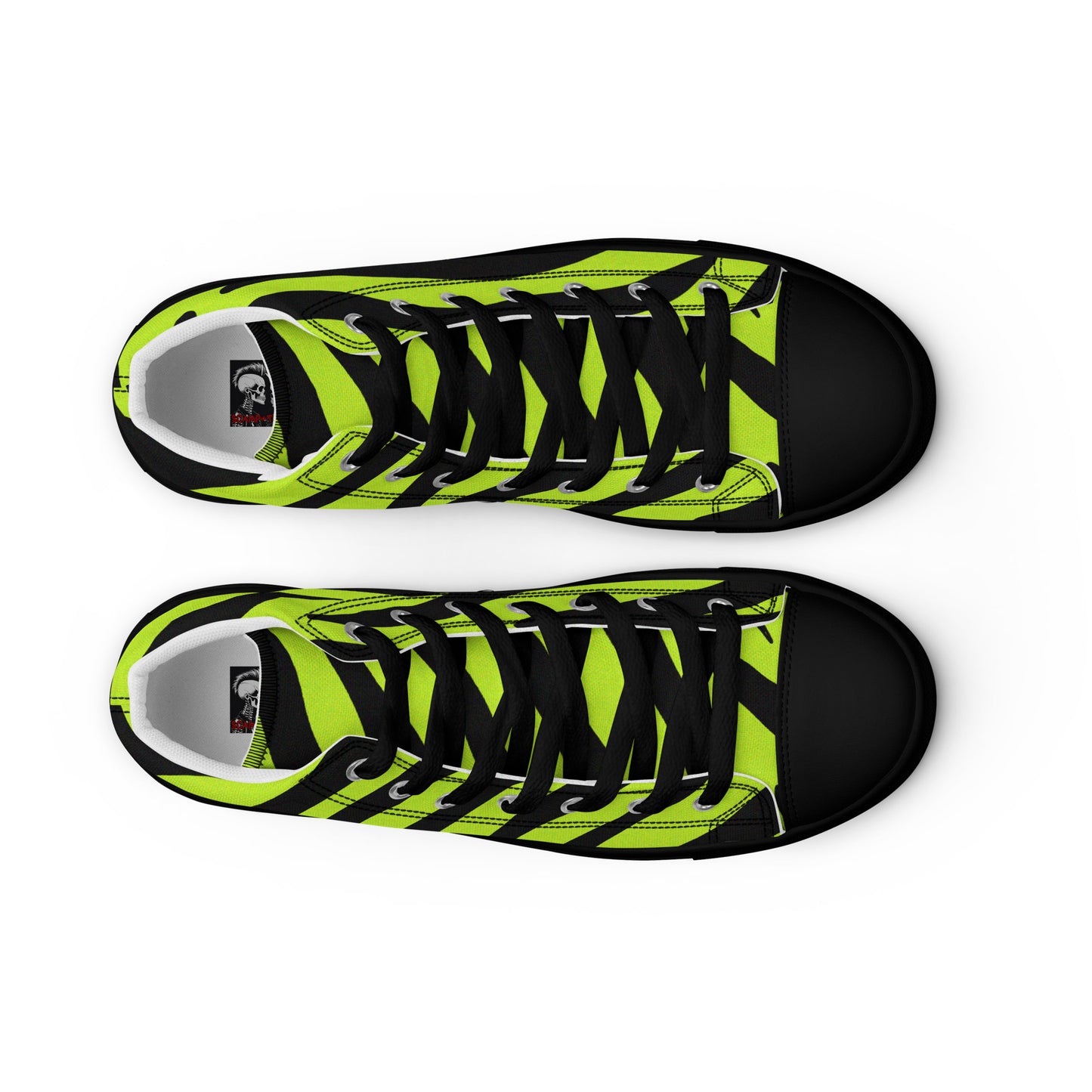 MEN'S YELLOW ZEBRA HIGH TOP CANVAS SHOES