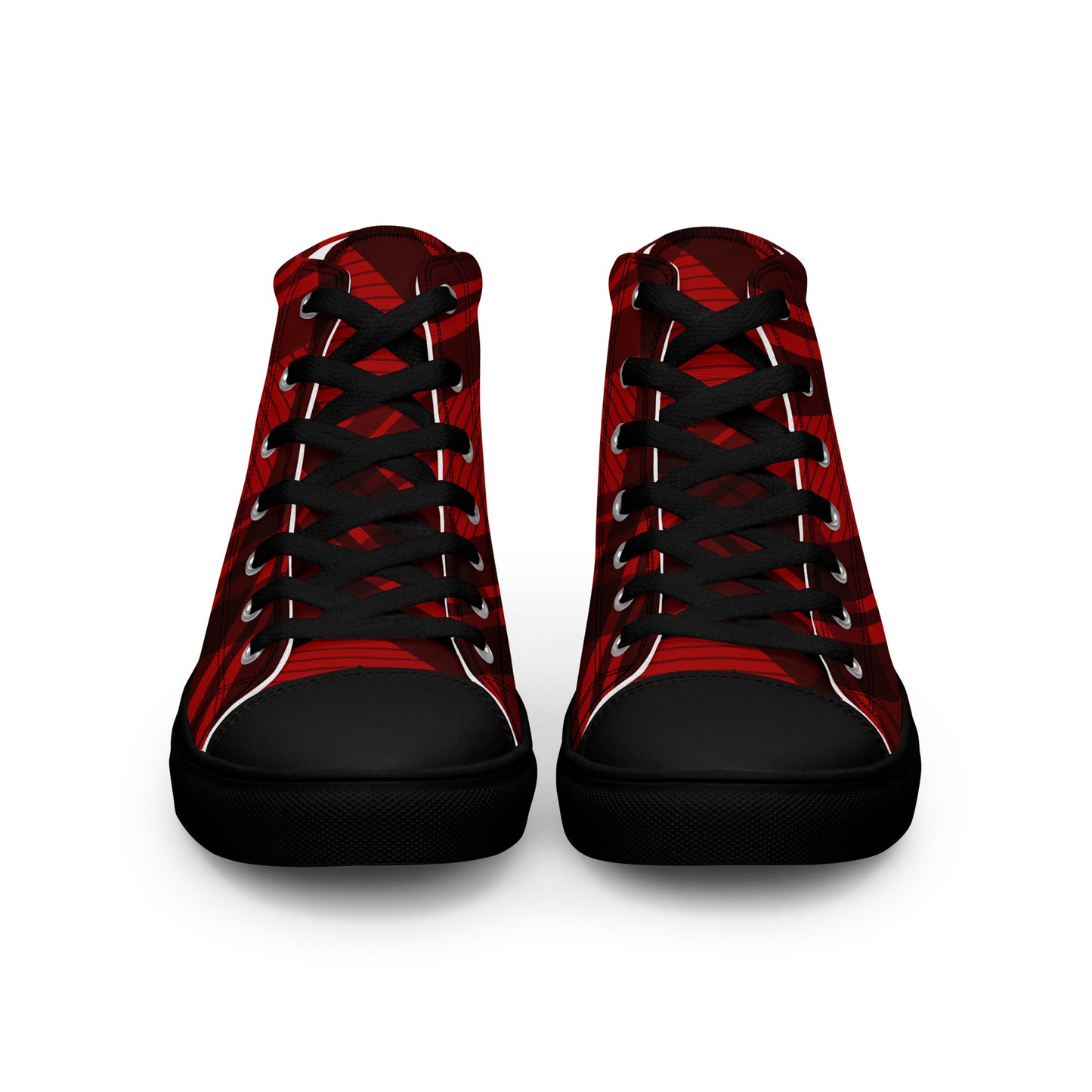 MEN'S RED PLAID HIGH TOP CANVAS SHOES