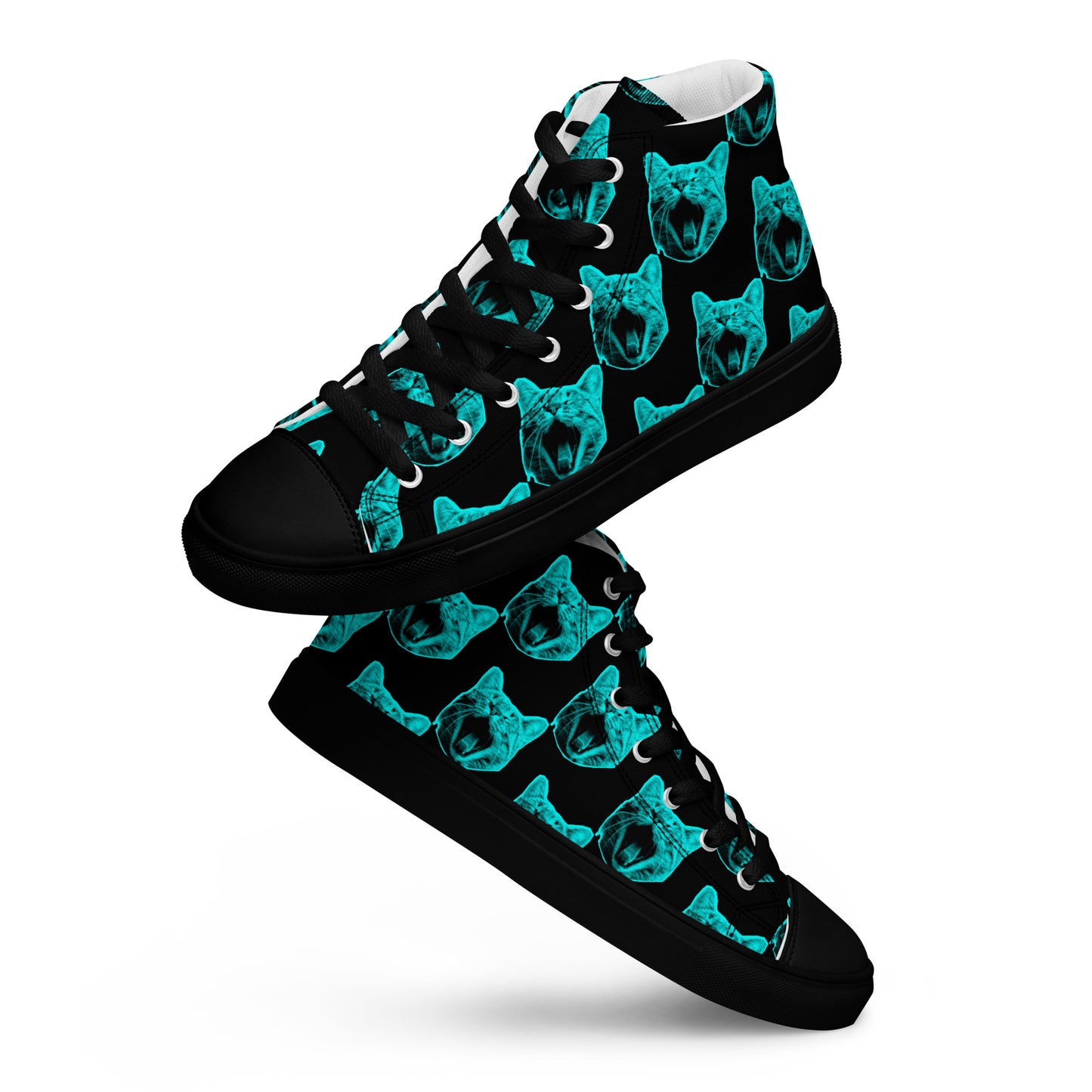 MEN'S ELECTRIC BLUE CAT HIGH TOP CANVAS SHOES