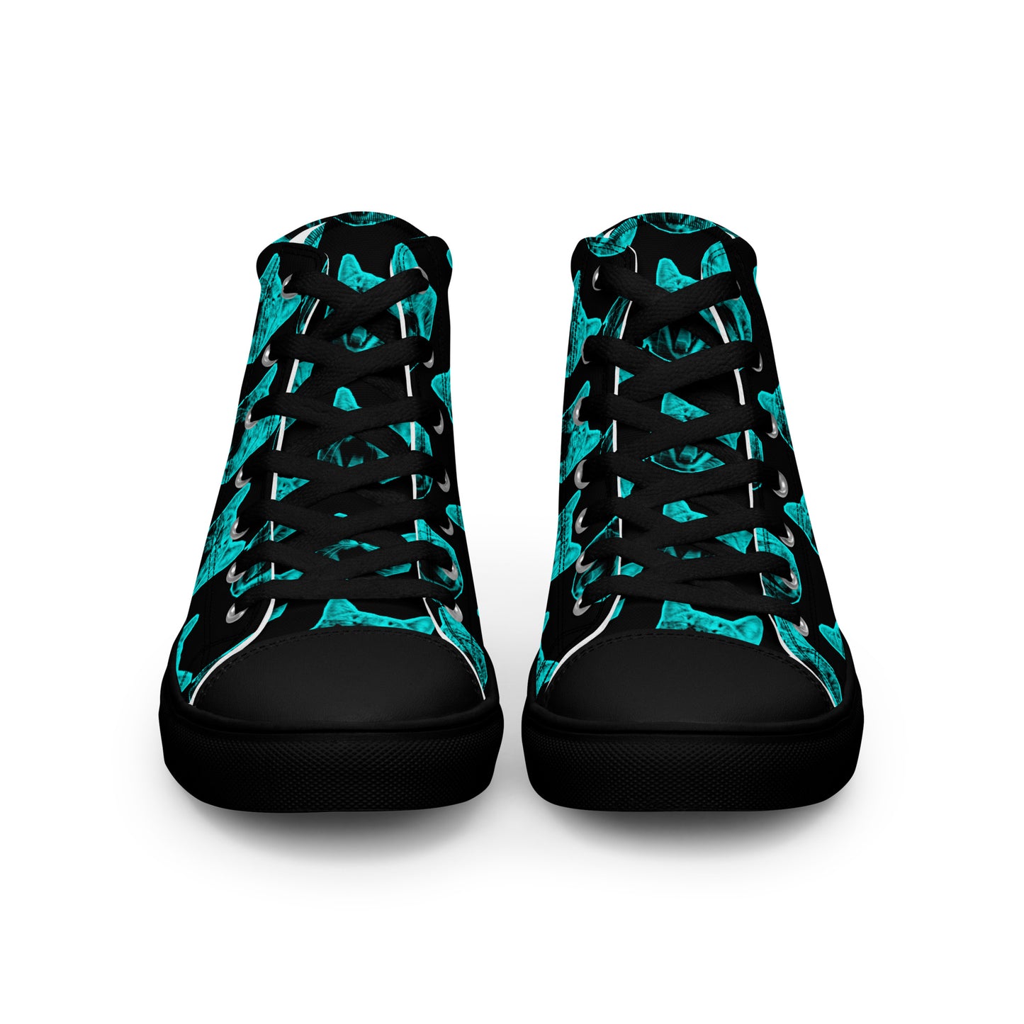 MEN'S ELECTRIC BLUE CAT HIGH TOP CANVAS SHOES