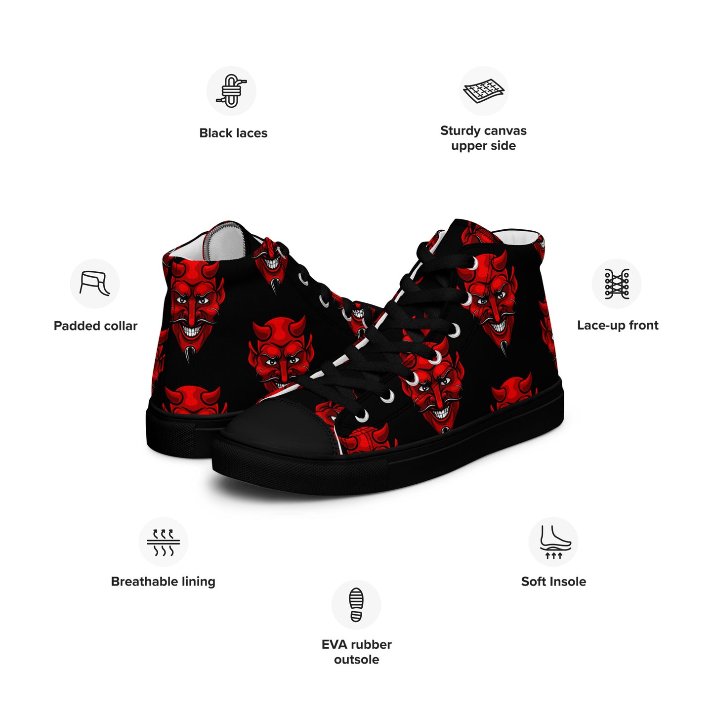 MEN'S RED DEVIL HIGH TOP CANVAS SHOES