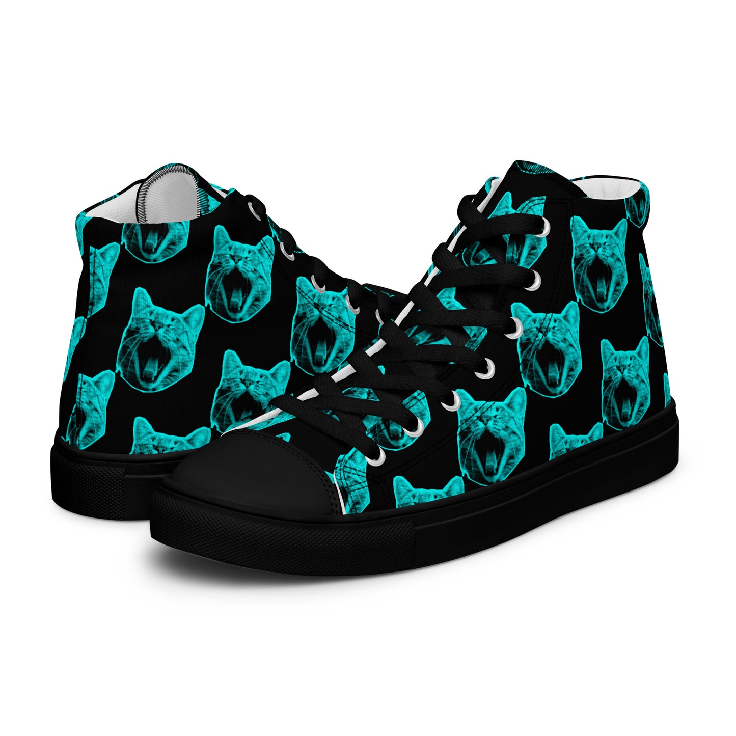 MEN'S ELECTRIC BLUE CAT HIGH TOP CANVAS SHOES
