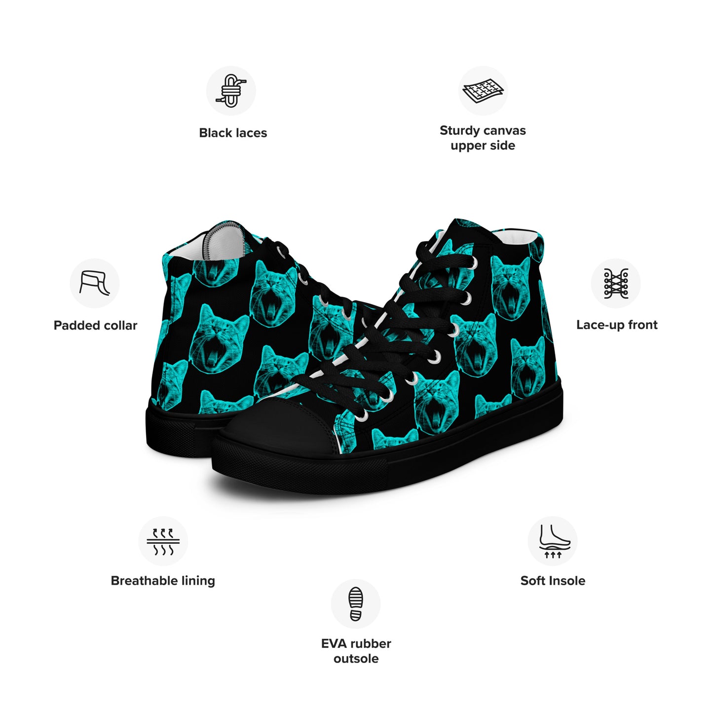 MEN'S ELECTRIC BLUE CAT HIGH TOP CANVAS SHOES