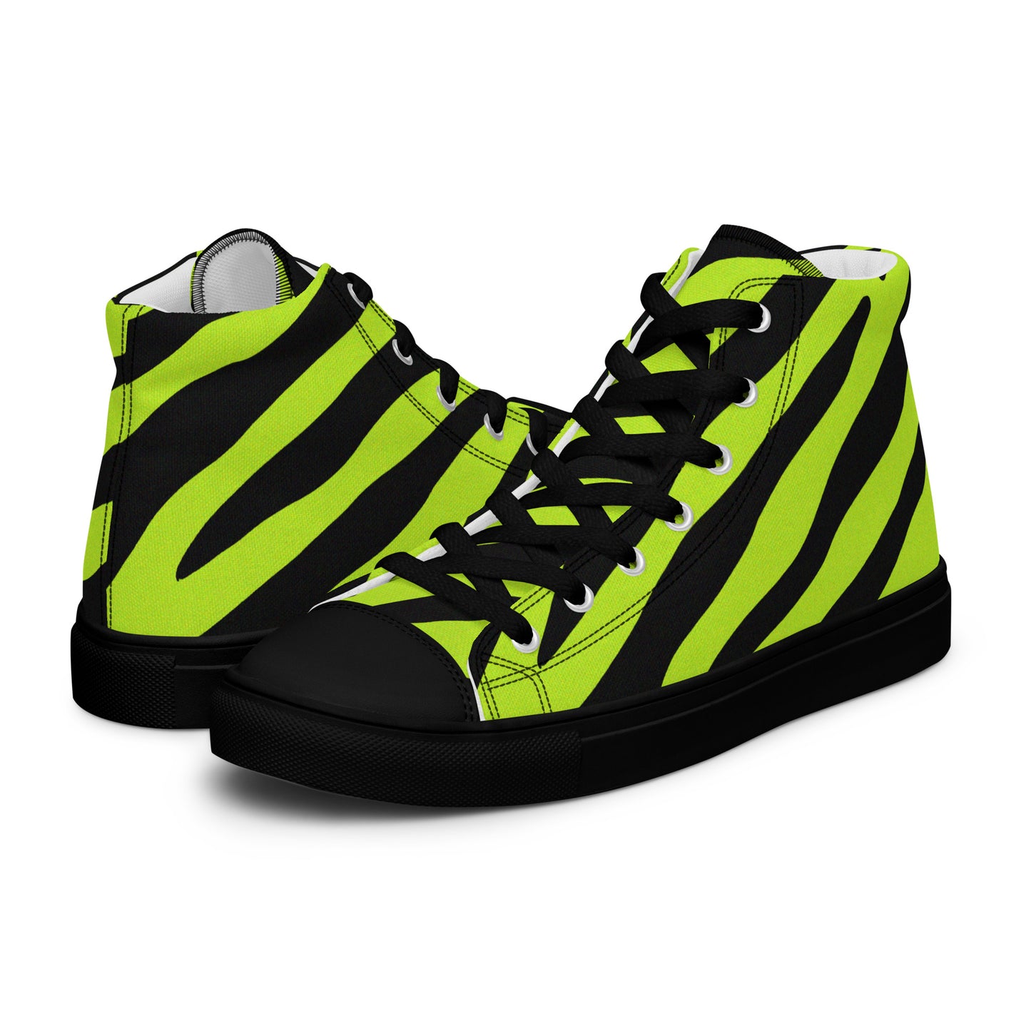 MEN'S YELLOW ZEBRA HIGH TOP CANVAS SHOES